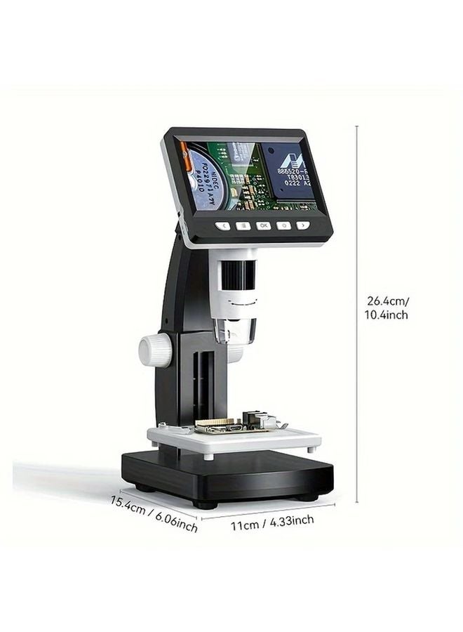 Inskam Black 4 3 Inch HD Digital Microscope 2MP 50 1000X Magnification 8 LED Light - Image 3